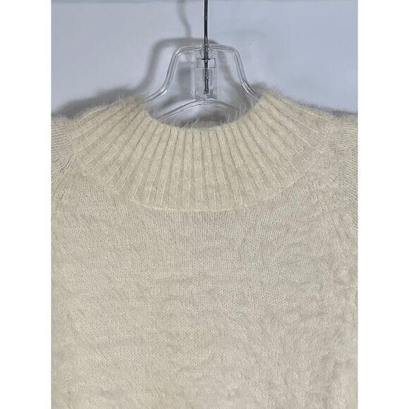 II Sisters Turtleneck Sweater Top Soft Knit Bell Ruffle Sleeve Cream Medium - Picture 2 of 7